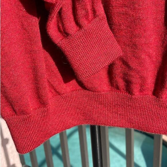 Brook Brothers Extra Fine Italian Merino Wool Red Black Turtleneck Size L - Picture 5 of 9